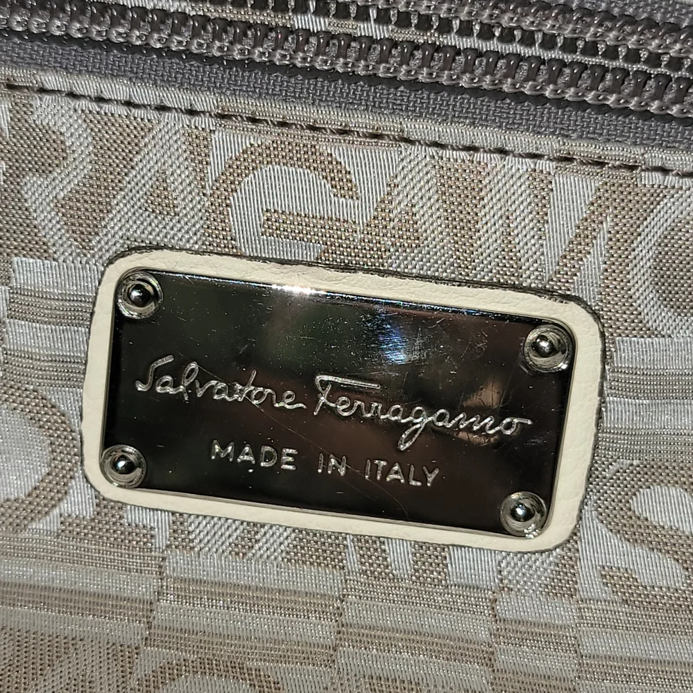 Salvatore Ferragamo Raffia Woven Leather Handbag w/COA